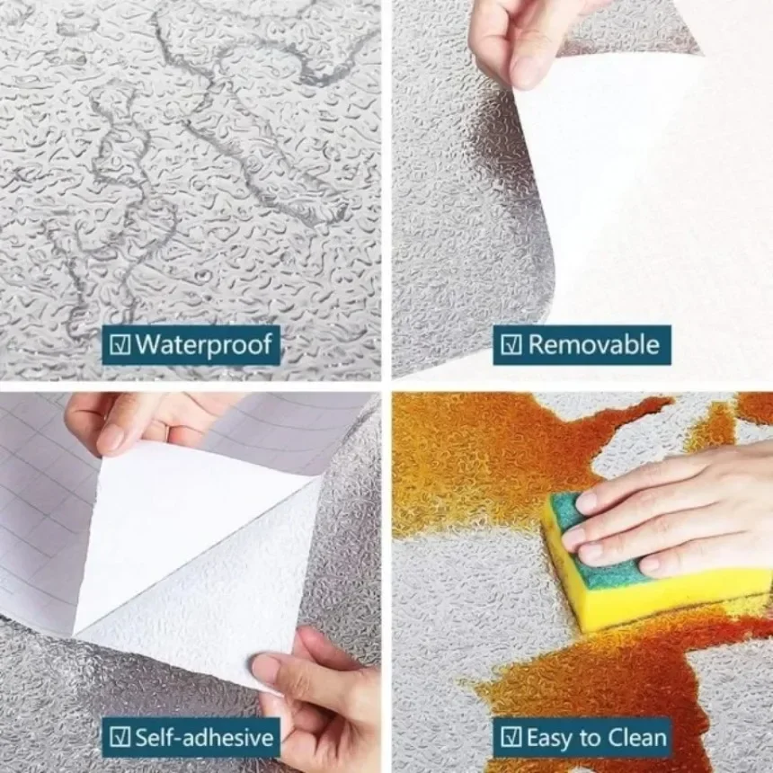 Modern Style Oil-Resistant Decals Kitchen Self Adhesive Aluminum Foil Stickers Waterproof Kitchen Stove Sticker Wallpaper