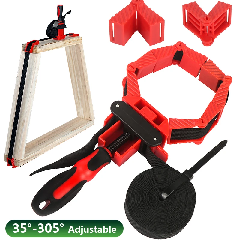 

Multifunction Belt Clamp Woodworking Quick Adjustable Band Clamp Polygonal Clip 35°-305° Strap Clip Photo Frame Clips 4M Belt