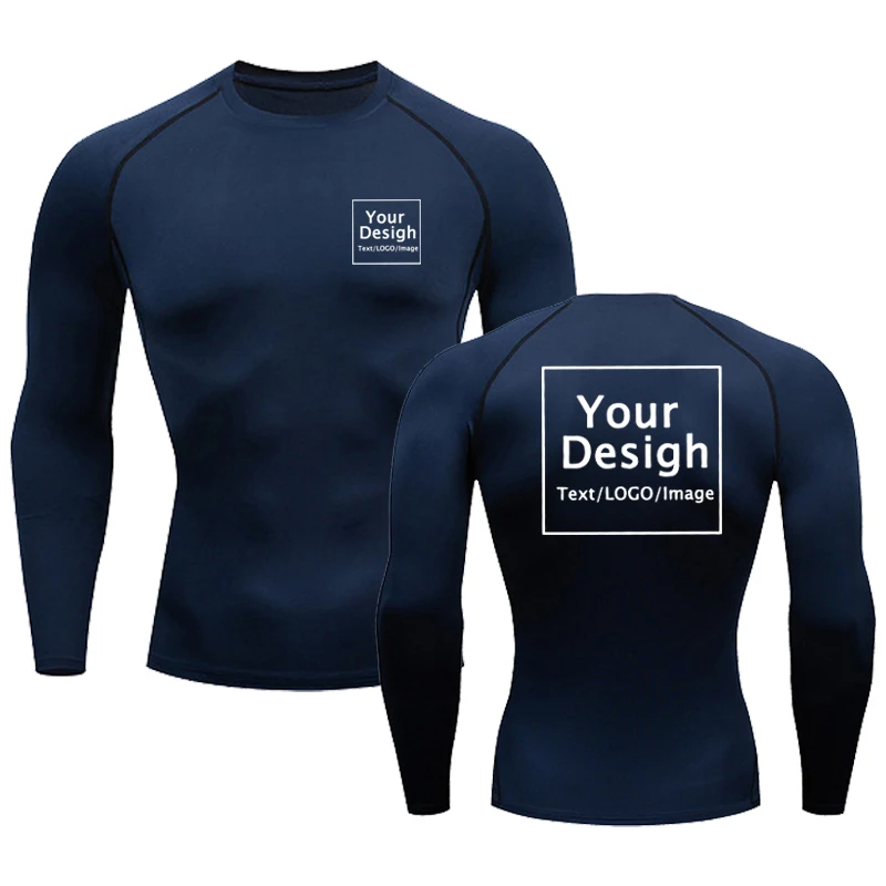 Custom Compression Tshirts Your Logo Original Design Print Long Sleeves Shirts Running Workout Gym Elastic Quick Dry Sport Tops