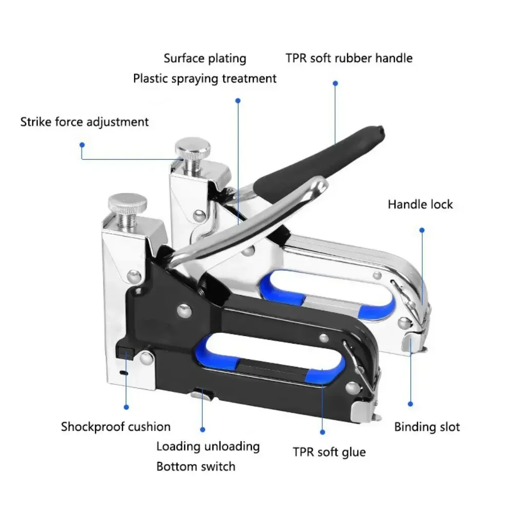 STONEGO 3-in-1 Heavy Duty Nail Gun Stapler for DIY Home Decoration and Furniture Manual Tool Set