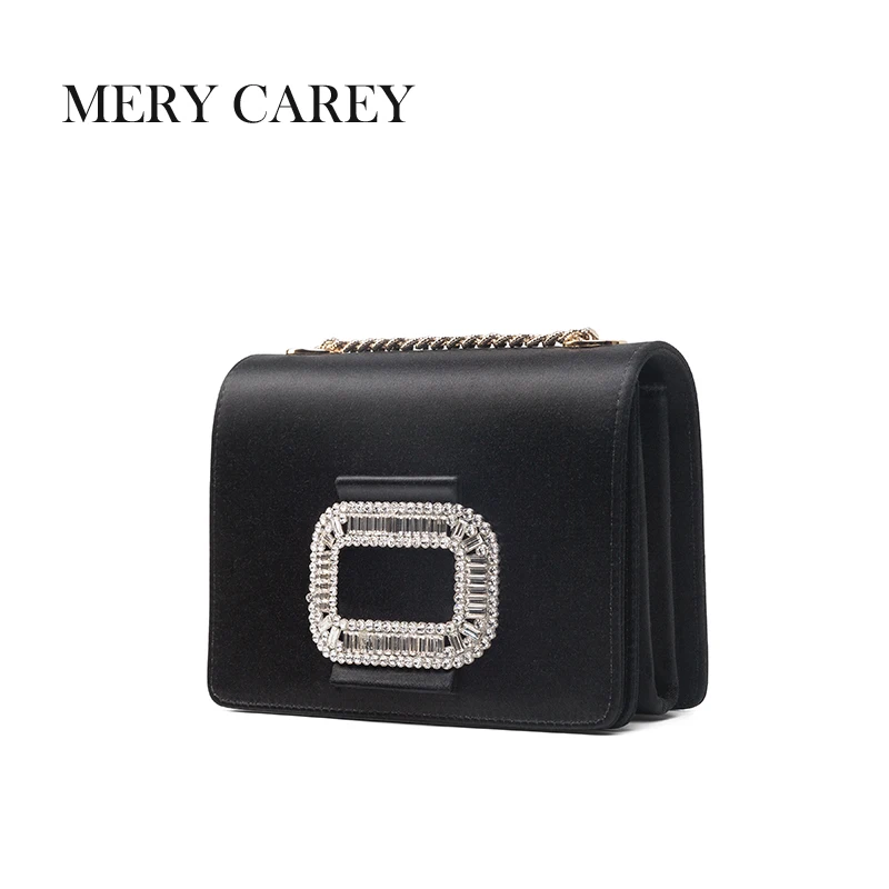 

2025 New square buckle silk women's bag water diamond single shoulder crossbody dinner bag Luxury fashion Party small square bag