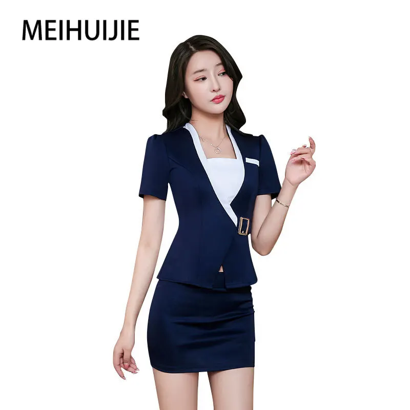 Beauty Salon Uniform Esthetician Spa Massage Technician Clothes For Woman Hotel Profession Overalls Short-Sleeved Skirt Suit