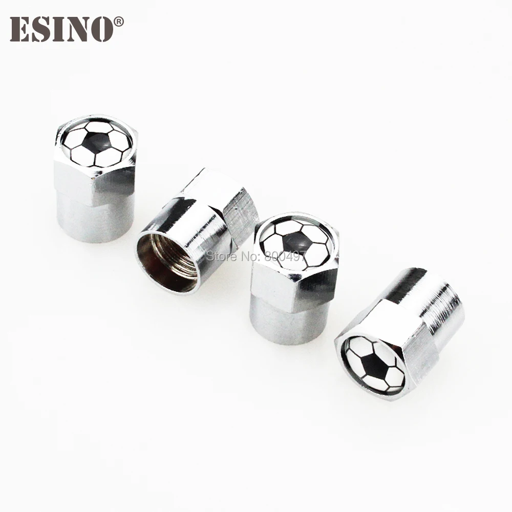 4 x Car Styling Cool Fashion Stainless Zinc Alloy Football Car Tire Valve Caps Wheel Tires Tyre Stem Air Cap Airtight Covers