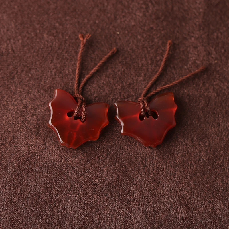 HandCarved Red Agate Bat Earring Natural Semi-Precious Stone Jewelry Making 17x14x4mm Weight 2.5g