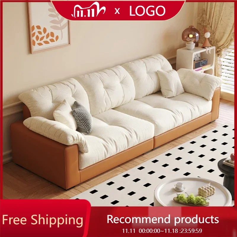 

Two Seater Cotton Linen Living Room Sofas Luxury Cozy Floor Wood Sofas Nordic Lounge Kawaii Woonkamer Banken Home Furniture