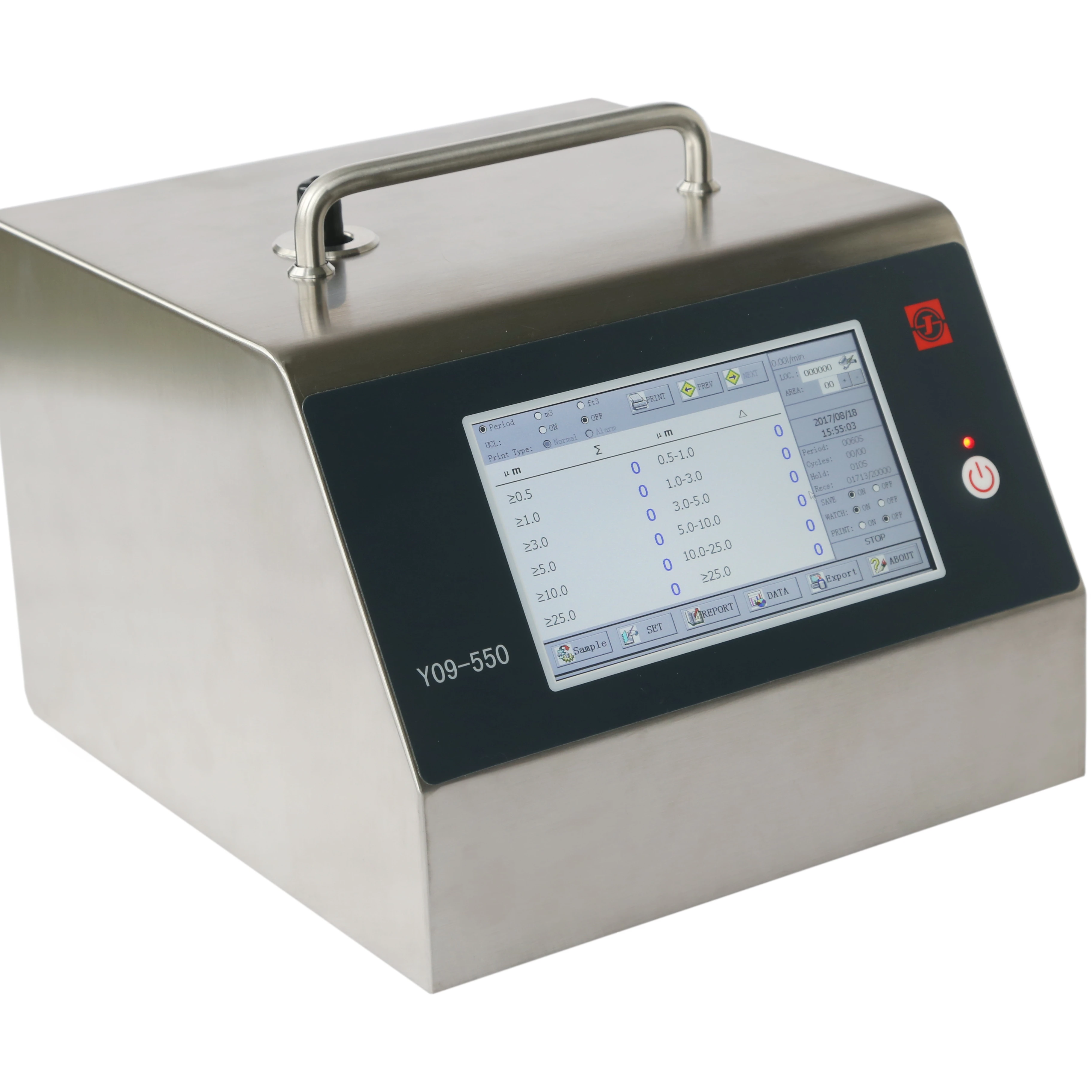 Sujing Y09-550/Y09-350/Y09-5100 Particle Counter LCD Display DC Powered Metal Construction Cleanroom Monitoring Built-in