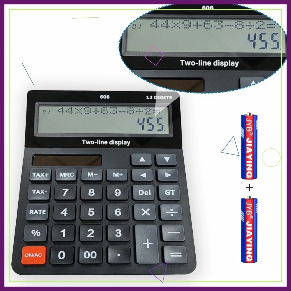 

Solar & Battery 12-Digit Financial Calculator with Large Display, Tax Rate Setting and Memory Function