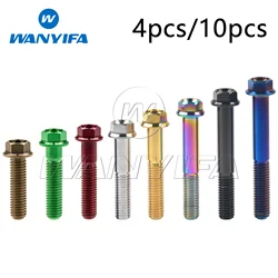 Wanyifa 4/10pcs Titanium Flange Hex Small Head Motorcycle Bolt M8 x15 20 25 30 35 40 45 55 60 65mm P1.25mm