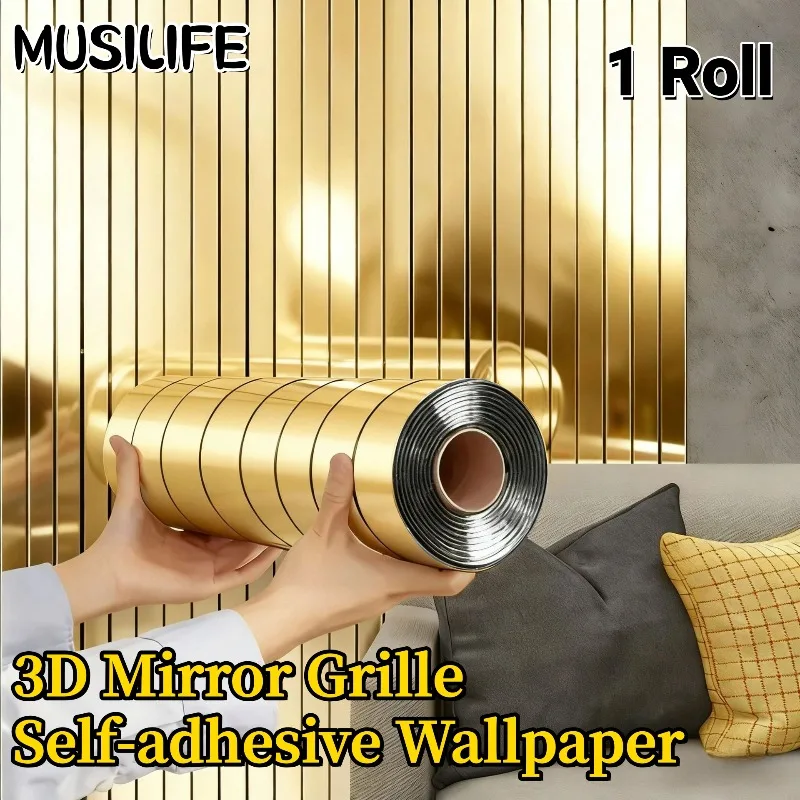 

Peel & Stick Наклейки на стену Декор 3D для спальни Самоклеящиеся обои Ванная комната Водонепроницаемая настенная панель ПВХ Роскошная текстура зеркала