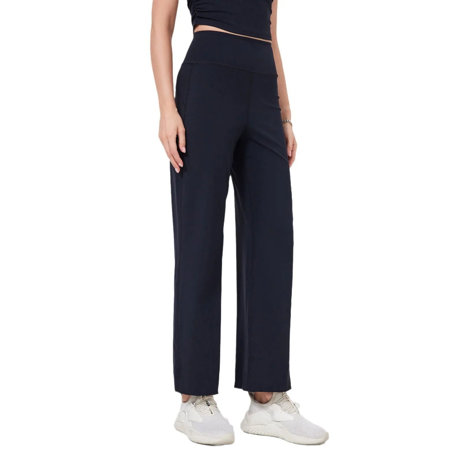 

Mermaid Curve High Waist Sports Loose Straight Pants Women's Running Slim Fitness Pants with Pocket Naked Yoga Pants