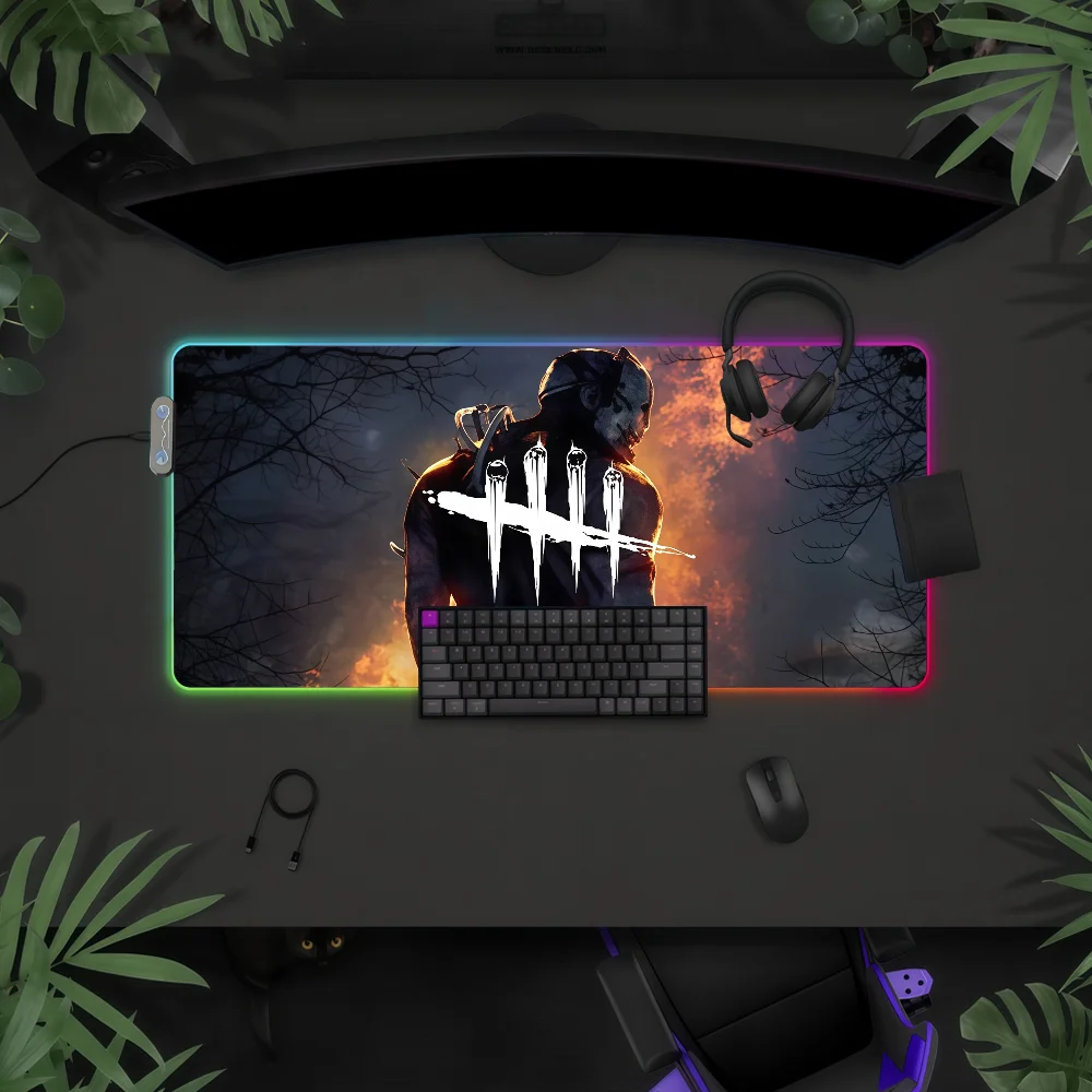 

Игровой коврик для мыши D-Dead by D-Daylight, водонепроницаемый, с RGB LED подсветкой, красочный, для игровой клавиатуры, нескользящий, настольный коврик
