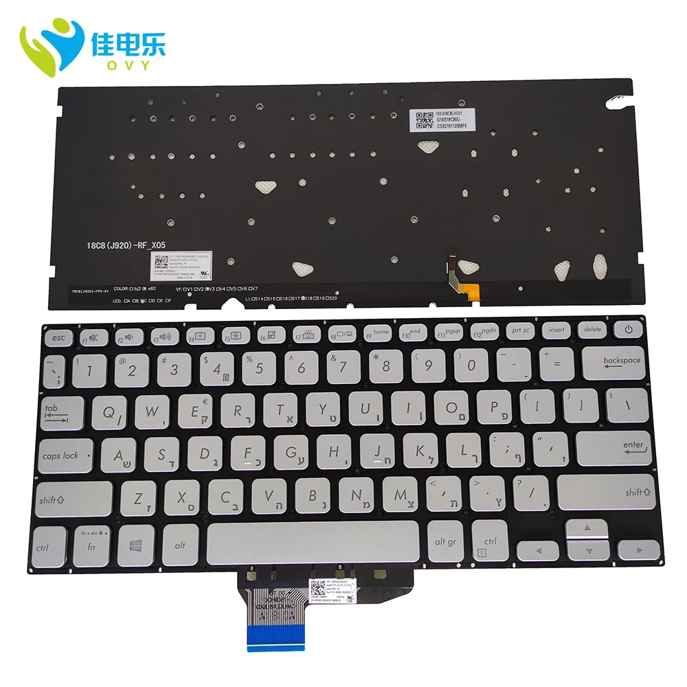 Imagem -05 - Teclado Retroiluminado para Asus Vivobook Japonês Hebraico Coreano X430 S430 X430fn X430ua S430fa S430u Notebook pc Teclados com Retroiluminação