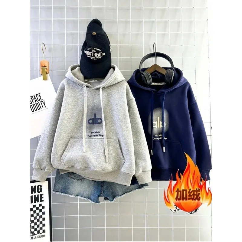 

Осенне-зимний флисовый свитер для мальчиков, новинка 2025 года, детская модная крутая толстовка с капюшоном, студенческая утолщенная верхняя куртка