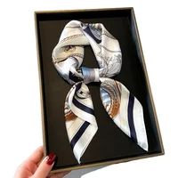 Neckerchief Female Luxury Square Scarf for Women Silk Feeling Shawl Satin Hijab Fashion Wraps Hair Bands Ribbon Headband Bandann 5