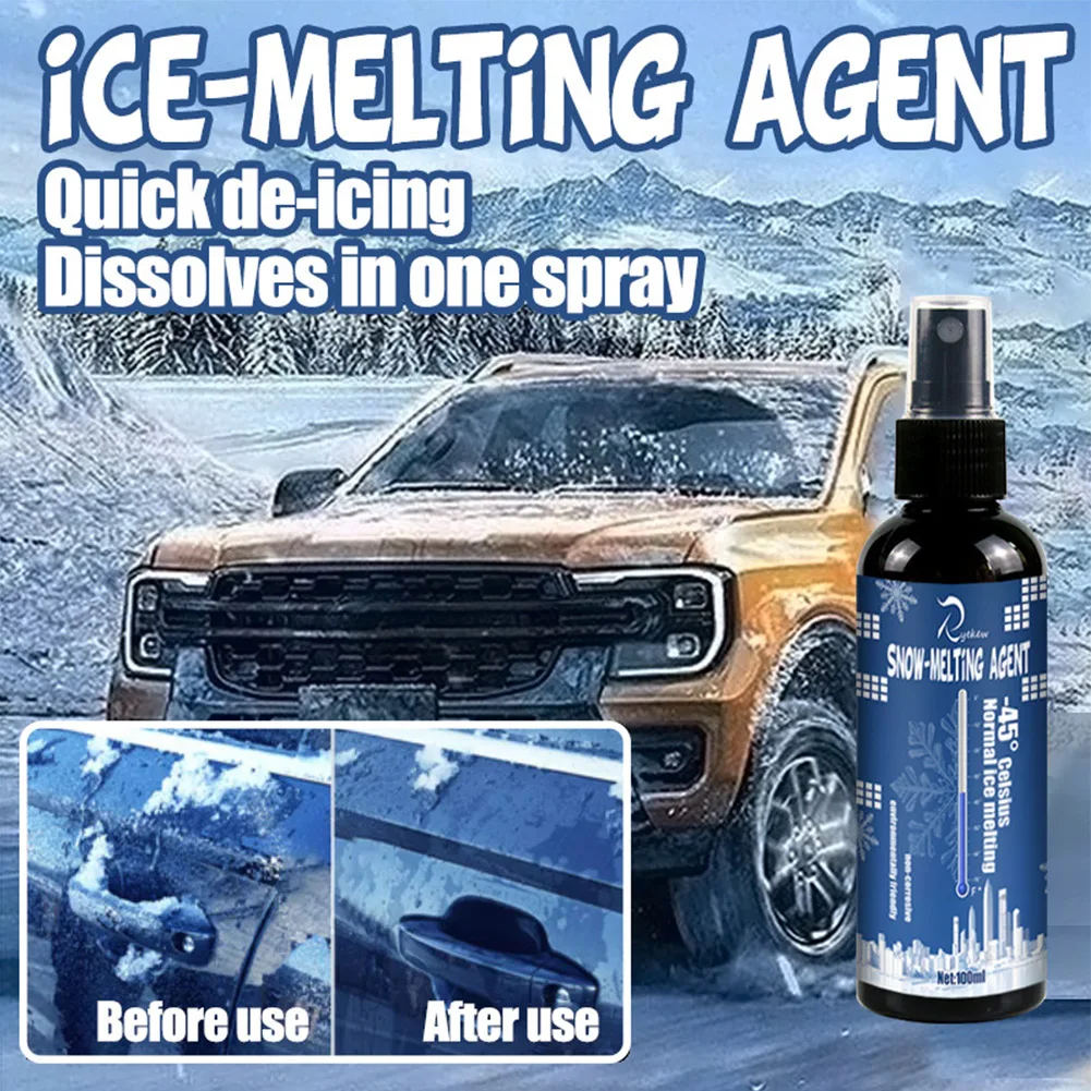 

Car Removal Ice Snowmelt 100ML Car Deicer Defroster Windshield De-icer Spray Window Glass Cleaner Home Refrigerator De-Icing