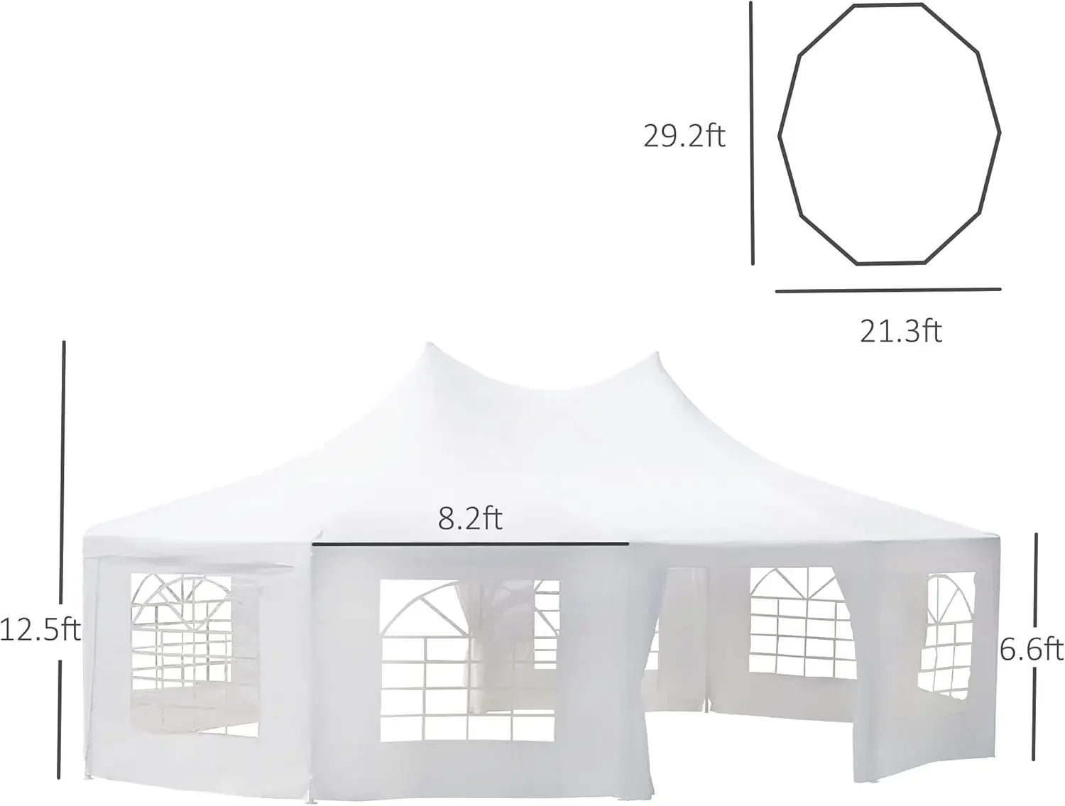 Namiot imprezowy 29 x 21 stóp, namiot weselny ze ściankami bocznymi, wytrzymały namiot imprezowy z 2 drzwiami i 8 oknami, namiot zewnętrzny z altanką