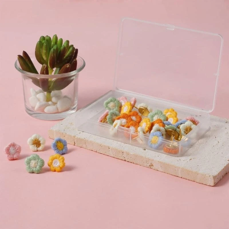 

Flowers Decorative Thumb Tacks Colorful Pushpin for Feature Wall,Whiteboard,Corkboard,Photo Wall Flowers Push Pin M76A
