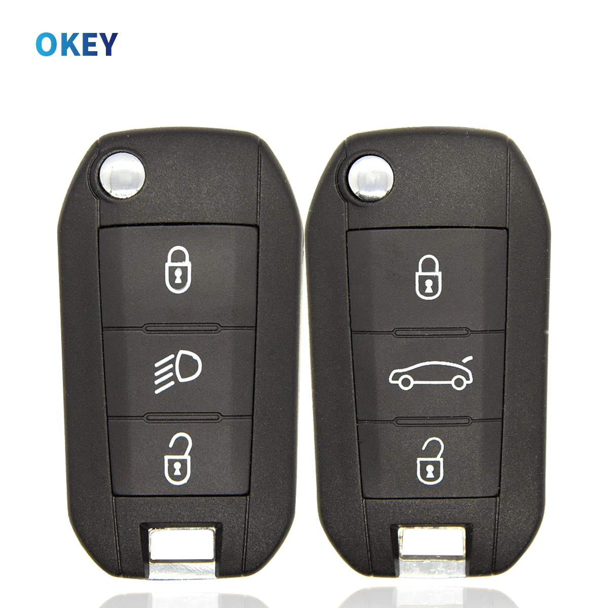 Okey-Coque de clé télécommande de voiture, étui de remplacement pour KIT 508 208 2008 308 3008 5008, cristaux en C3 C4 C4L, 3 boutons, lame HU83/VA2