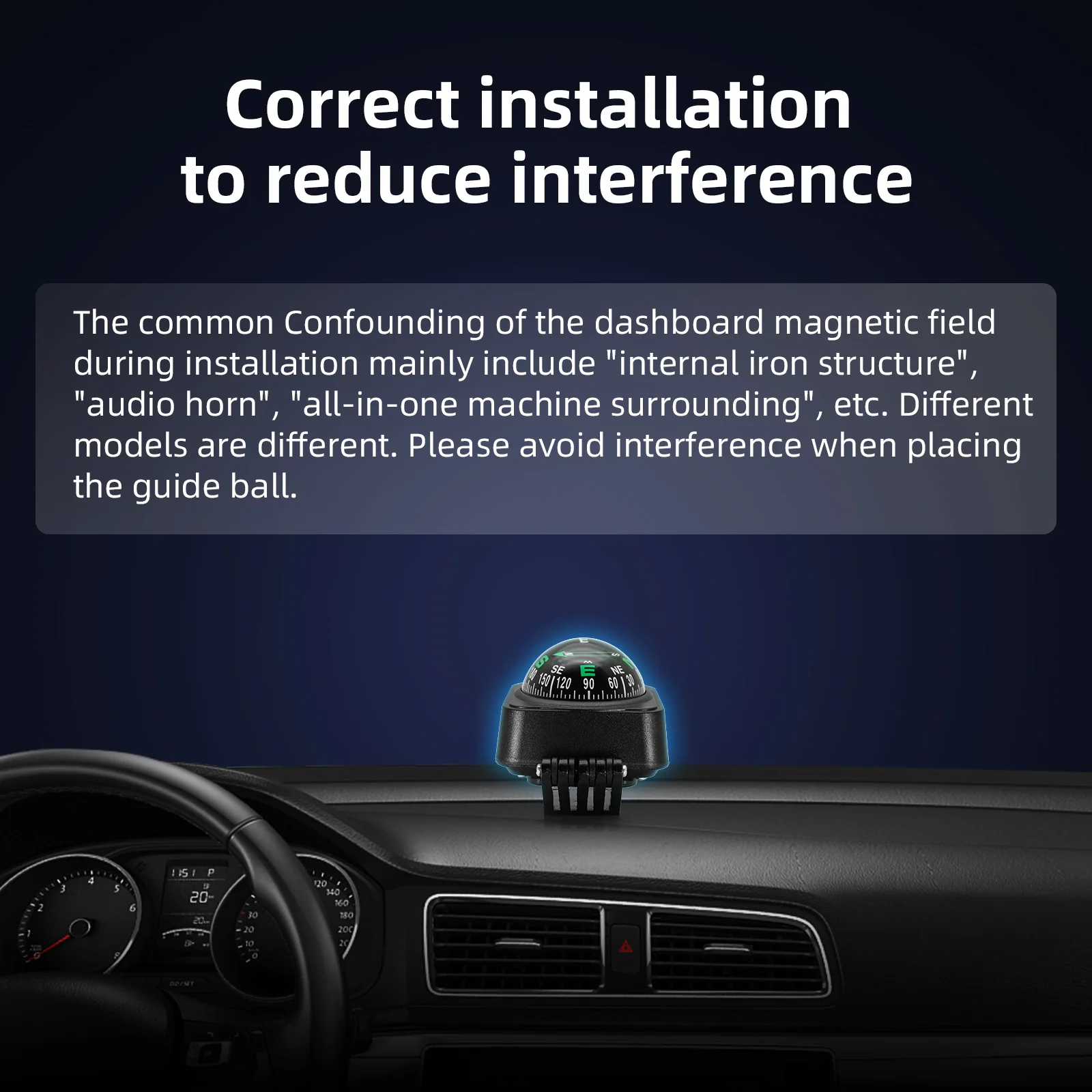 بوصلة سيارة للوحة القيادة قابلة للتعديل في الهواء الطلق لسيارة قارب ركوب الدراجات المشي لمسافات طويلة الاتجاه توجيه بوصلة على شكل كرة