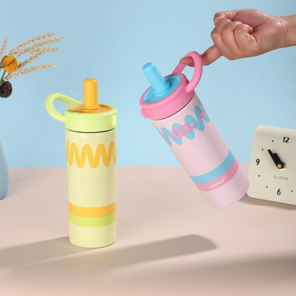 

Portable 600ml Stainless Steel Insulated Cup Leak-Proof with Handle Straw Cup Dopamine Vacuum Cup Outdoor
