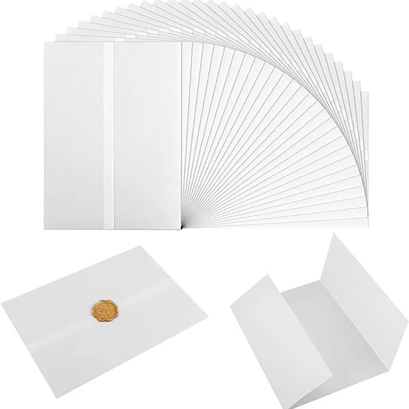 20 Pack Pre-Folded Sulfuric acid Paper Envelope for 5x7 Invitations, Translucent Vellum Paper 5x7, Envelope Liners for Wedding