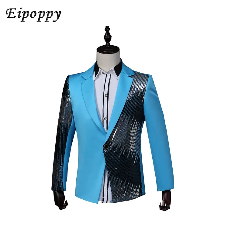 Men's Performance Suit Jacket Sequined Suit Stage Gradient Lightning Host Mc Top