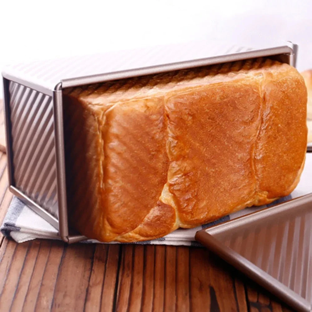 1 قطعة رغيف عموم مع غطاء غير عصا خبز لخبز الخبز الكربون الصلب المموج الخبز نخب صندوق القالب مع غطاء أدوات الخبز #5