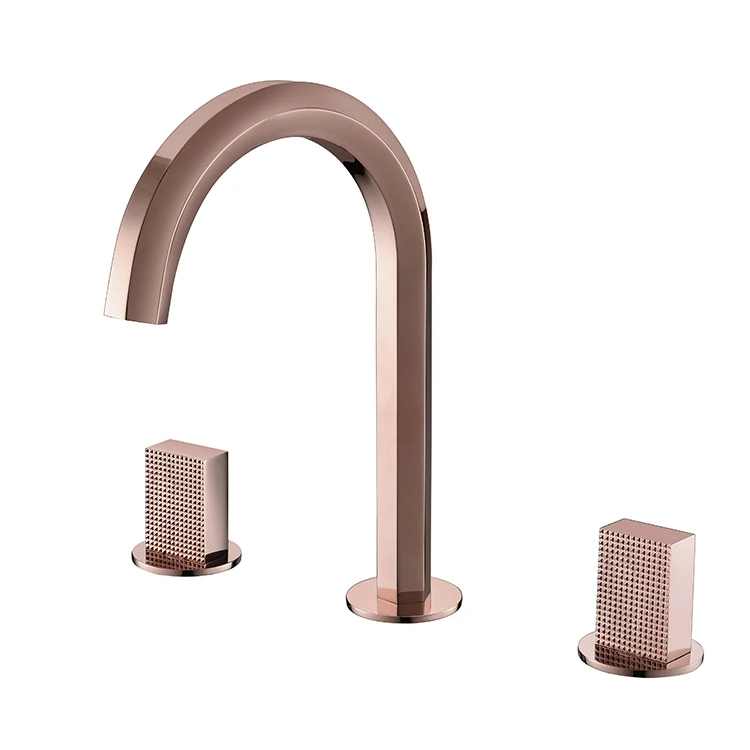 

Modern Style Bathroom Sink Mixer 3-Hole Mounted Hot and Cold Basin Faucet Brass and Ceramic Valve Core Metered Faucets