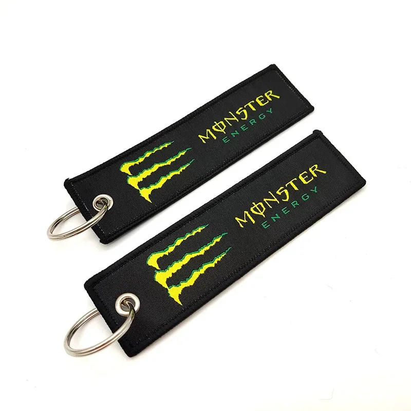 Monster Energy Keychain Modified Motorcycle Double-sided Embroidery Motorcycle Keychain Pendant Decoration