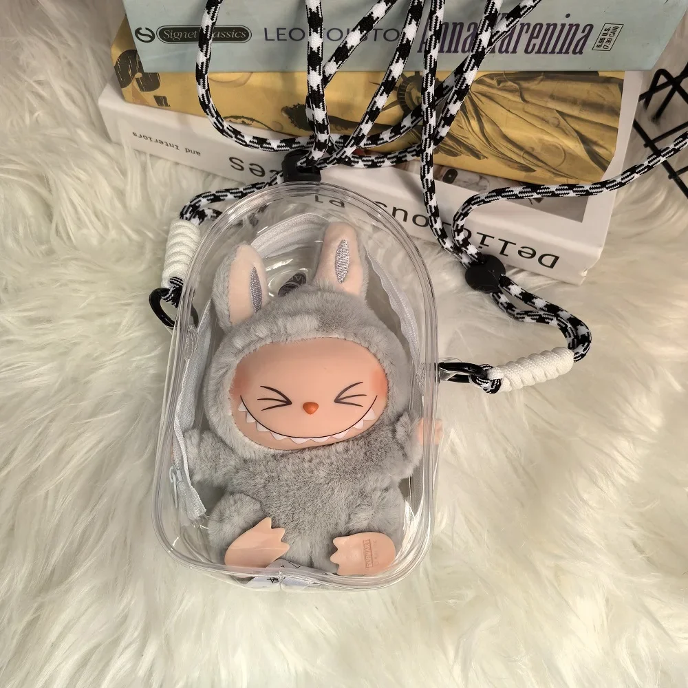 For 17cm Labubu Doll, 20cm Doll Protection and Storage Bag, Transparent PVC Doll Bag with Buckle