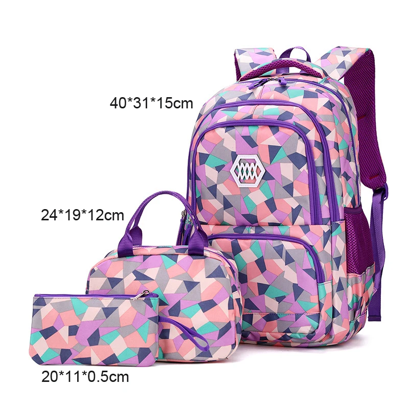 3Pcs Primary School Bags Children\'s Backpack Lunch Bag Pencil Cases Portable Waterproof Kids Boys Girls\' School Backpack Set