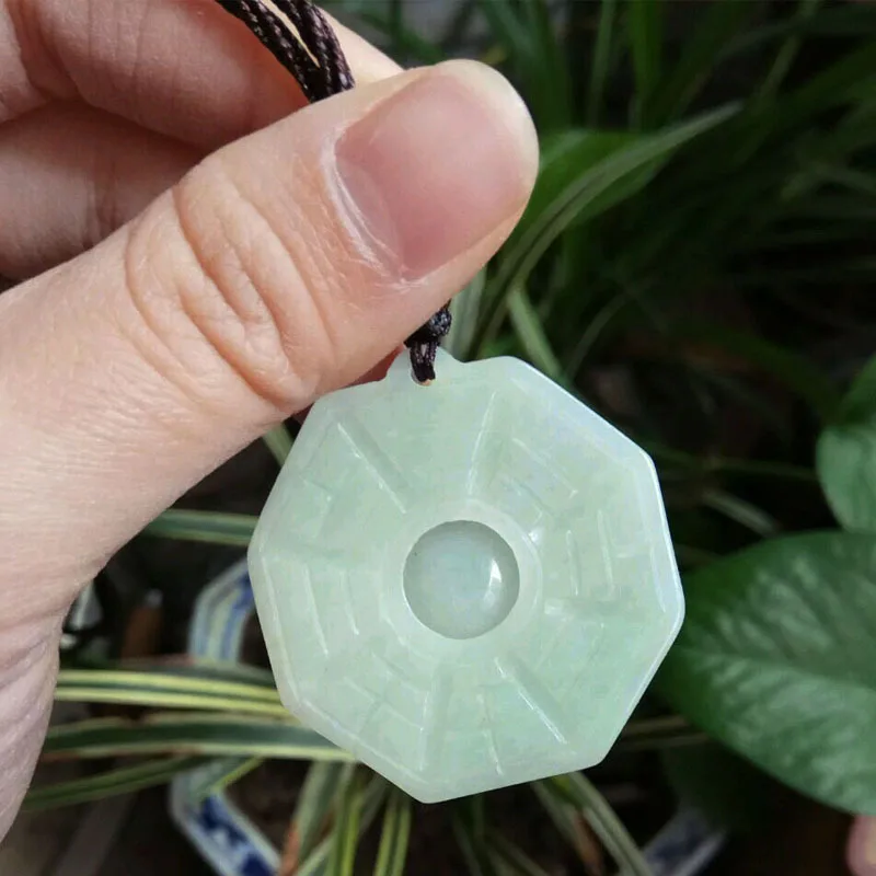 

Natural A jadeite carve the eight trigrams Bless peace pendant necklace accessory jewellery fashion for women men lucky gifts