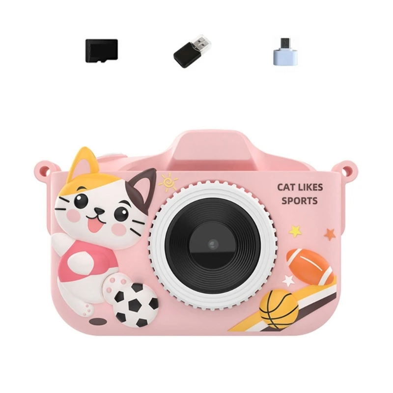 Cámara Digital para niños con tarjeta memoria 32G, conector OTG, doble cámara, enfoque, grabación, marcos fotos 15UB