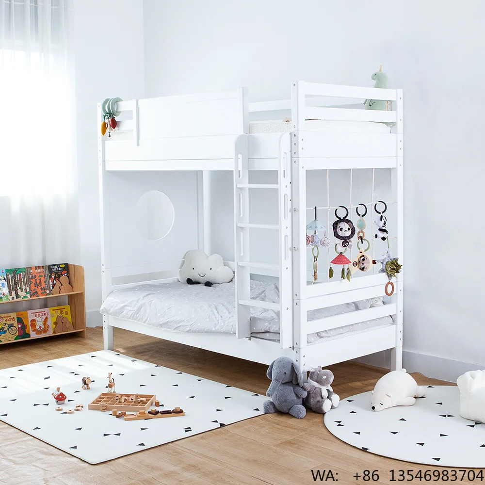 

Kids Bedroom Furniture Strongest Solid Wood Bunk Bed Frame with Drawer Stairs Modern Design Apartment