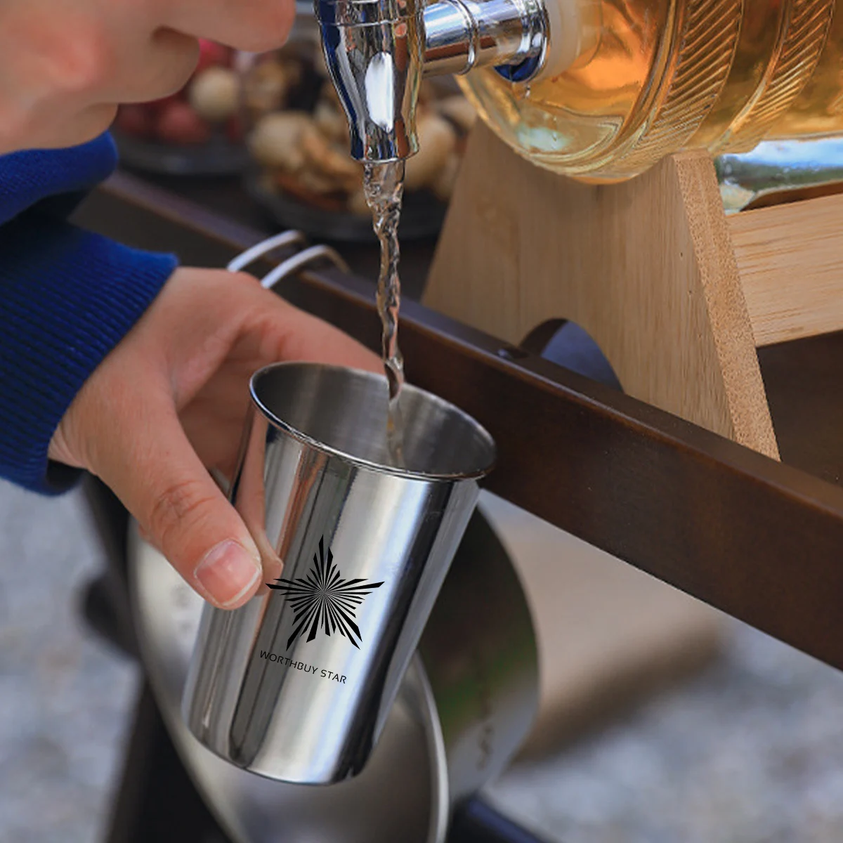 WORTHBUY Outdoor Practical Travel Stainless Steel Cups With Bag Portable Camping Mugs Whisky Wine Glasses Drinking Water Mug