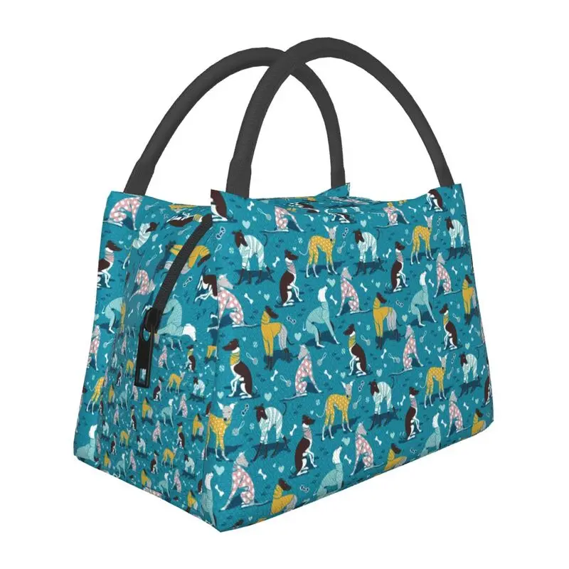 Custom Greyhounds Insulated Lunch Bags for Outdoor Picnic Whippet Sighthound DOg Resuable Thermal Cooler Lunch Box Women