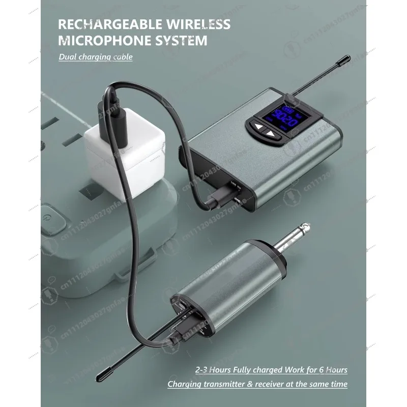 Rechargeable Wireless Microphone System Amplifier Recording Microphone Headset/Stand/Lavalier Microphone Transmitter Receiver