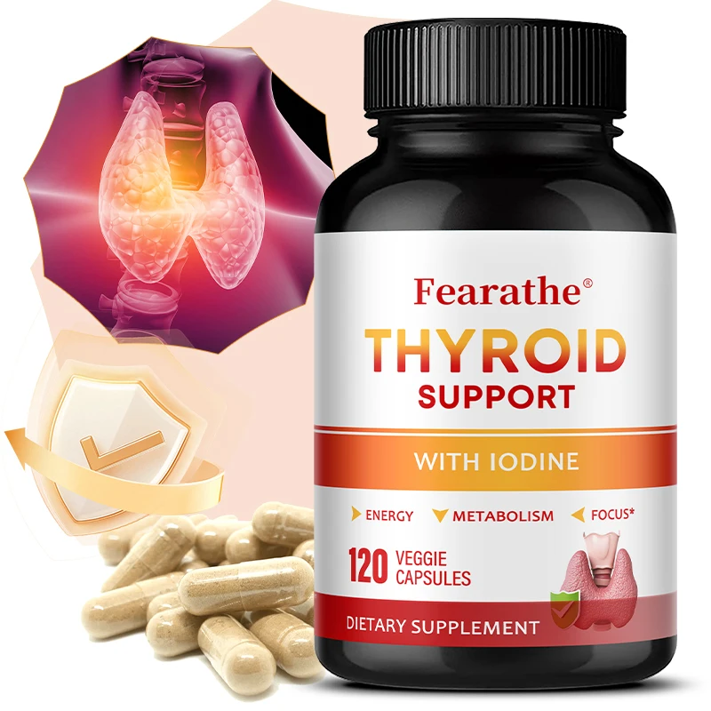 Thyroid Support Capsules, Iodine Magnesium Vitamin B12 Complex Relieve Fatigue, Mood Energy Metabolism & Mental Focus Supplement