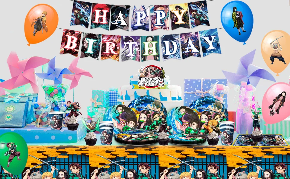 Kit Decorazioni Compleanno Tema Demone – Striscione, 16 Palloncini, Topper Per Torta E Cupcake, Per Feste Di Bambini E Fan
