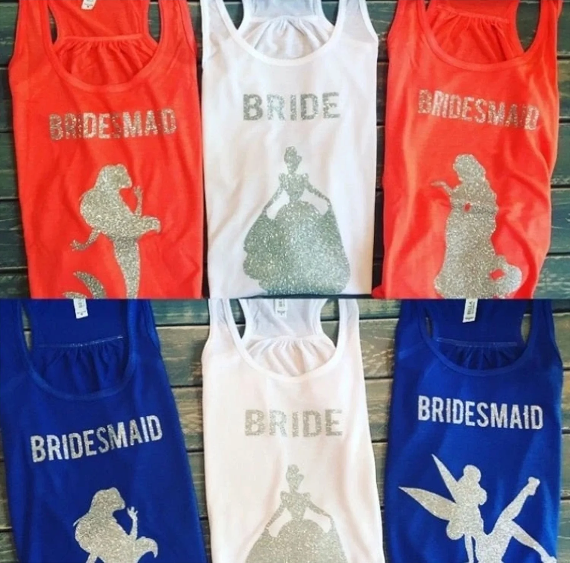 personalize GLITTER princess bachelorette shirts, Bridesmaid party shirts, bridal shower party tanks tees singlet birthday Gifts