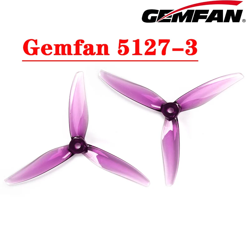 4Pairs 8PCS Gemfan Hurricane 5127 5.1X2.7X3 3-Blade PC Propeller for FPV Freestyle 5inch Drones DIY Parts