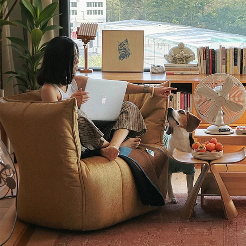 

Single retro sofa chair living room leisure bedroom antique fabric sofa chair