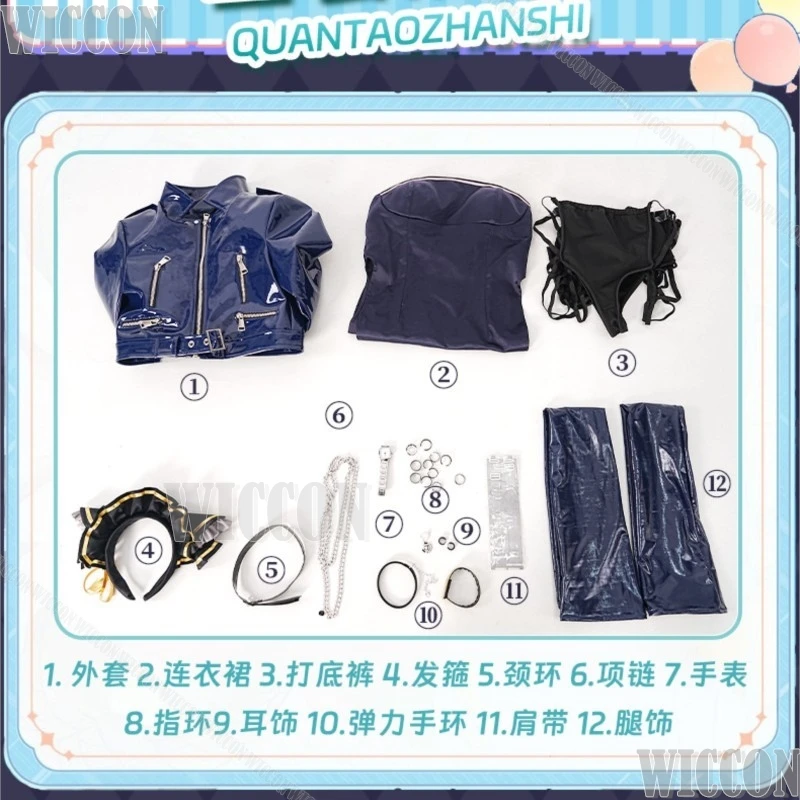 Azur Lane Cheshire Daily Dress Cosplay Costume Blue White Cat Ears Thigh High Stockings Lace Skirt Bow Tie Tail Navidad Carnaval view 6