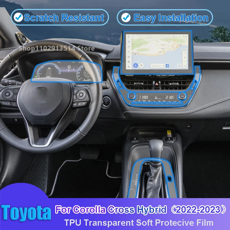 

For Corolla Cross Hybrid（2022-2023）Anti-scratch Car Interior Center Console Navigation Transparent TPU Protective Film