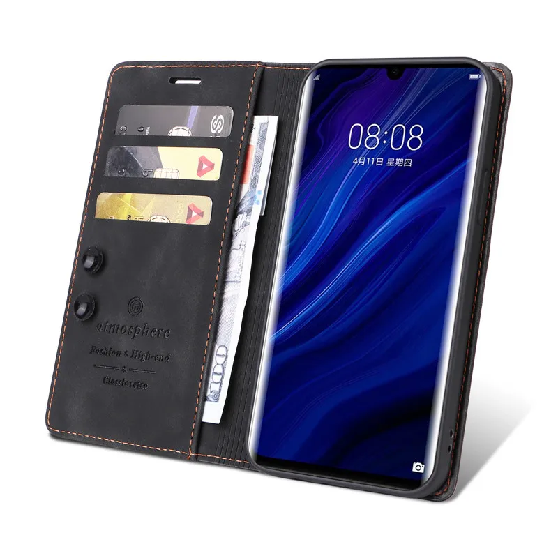 Wallet Flip Case on For Huawei P30 Pro Lite P Smart Z Y9 Prime 2019 P 30 Cover Suction Cup Leather Stand Phone Protective Bags