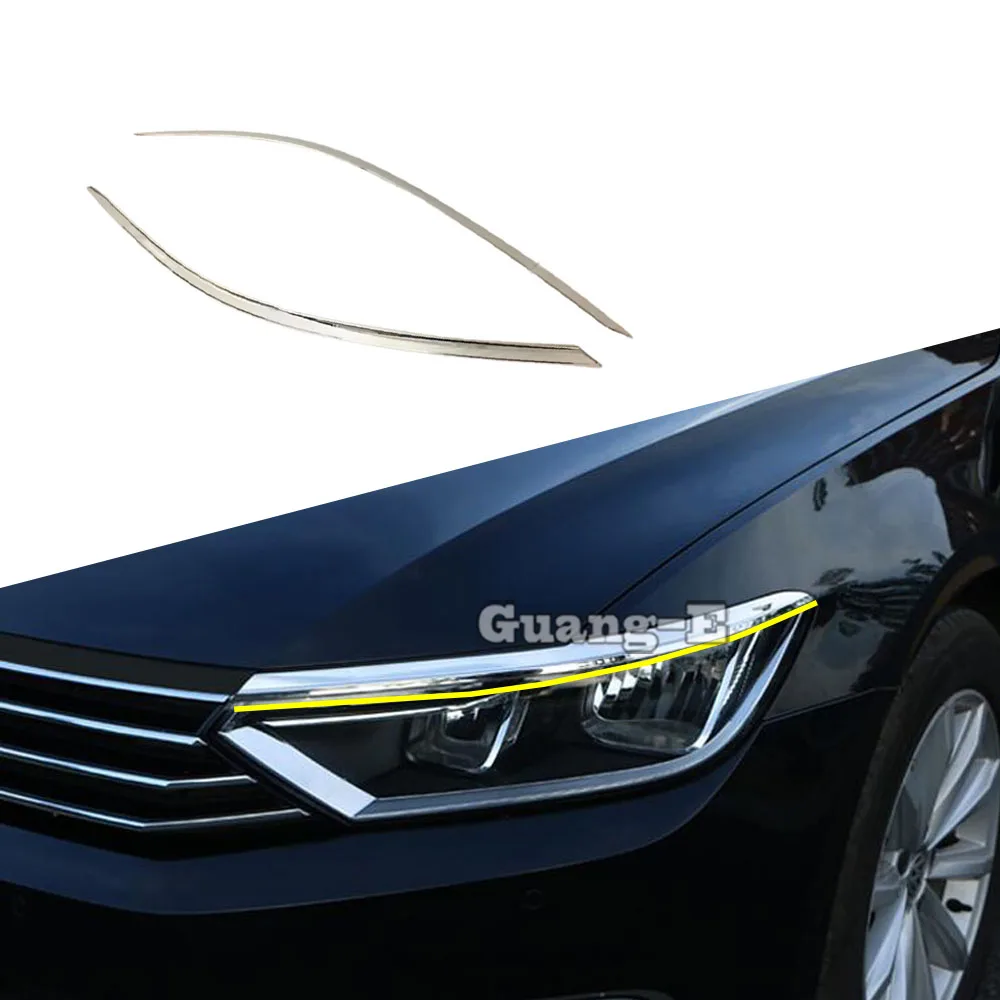 For VW Passat B8 Variant Alltrack 2015 2016 2017 2018 2019 2020 2021 Car Front Head Light Lamp Eyebrow Frame Stick Trim Cover