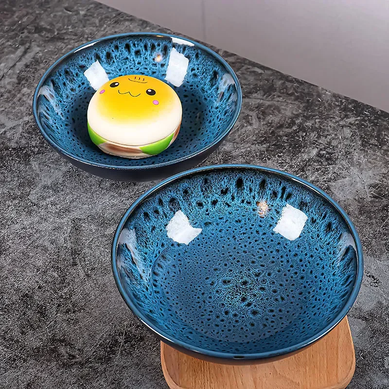 

Chinese style retro green ceramic household noodle bowl specialty ramen bowl dish bowl commercial
