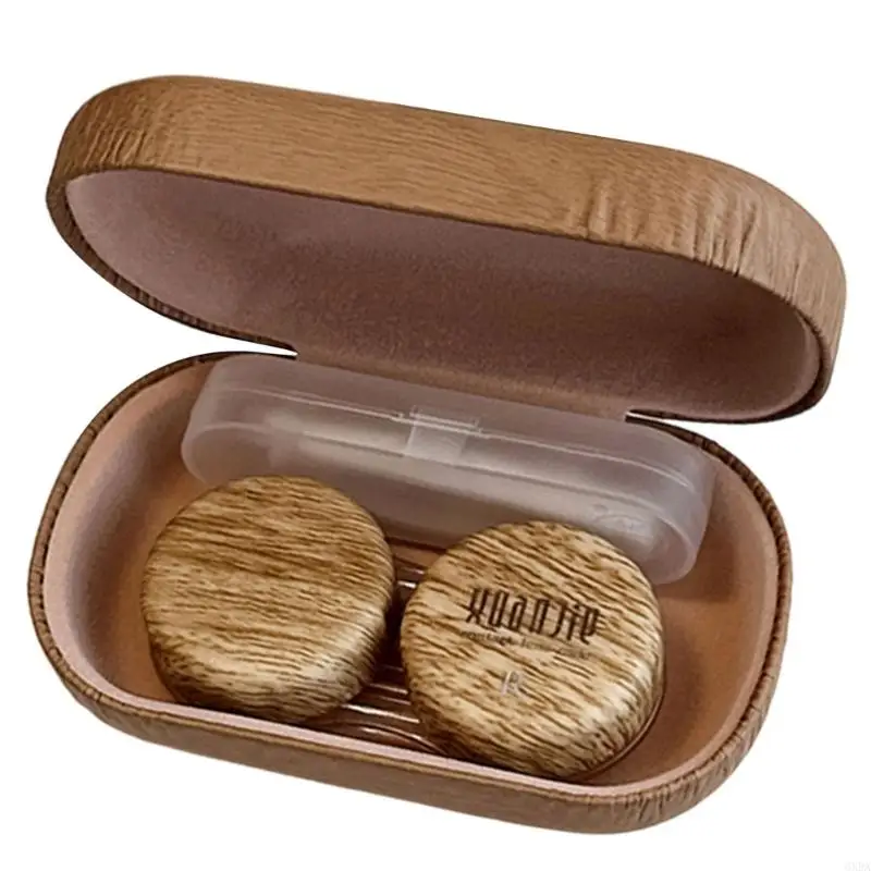 Practical PU Leather Eyewear Organizers Contacts Lens Case with Wearing Tool And Tweezers For Convenient Travel Eye Care 6XDA