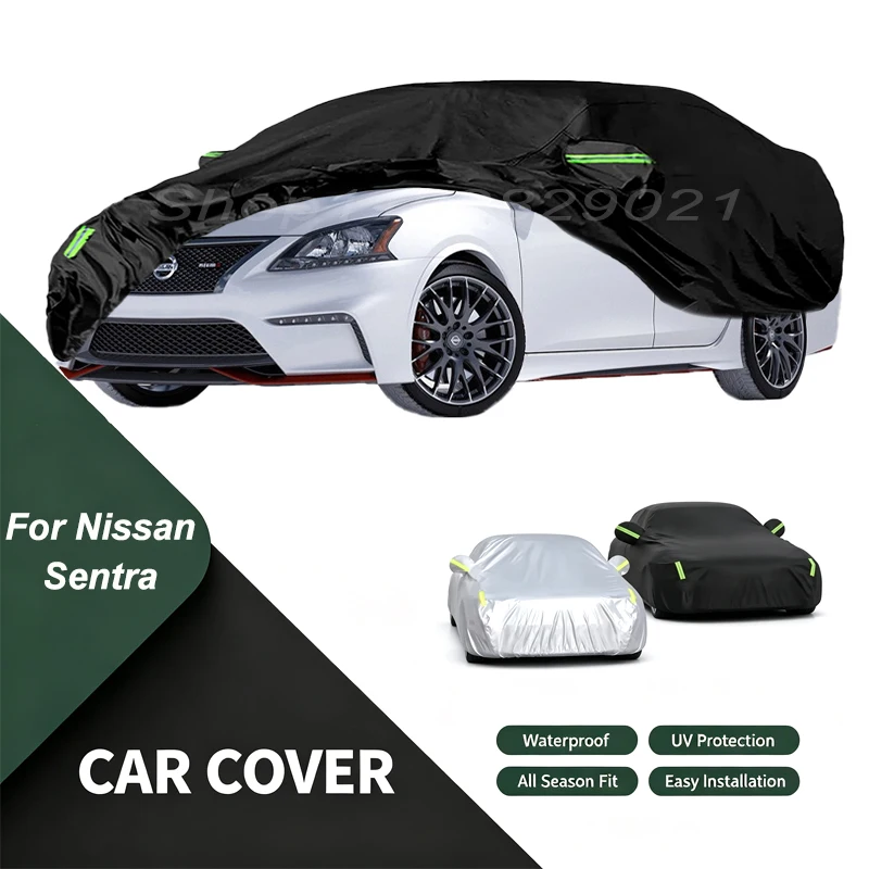 Full Car Cover For Nissan Sentra All Weather Outdoor Snow Sun UV Dustproof with Reflective Strips Wind Straps