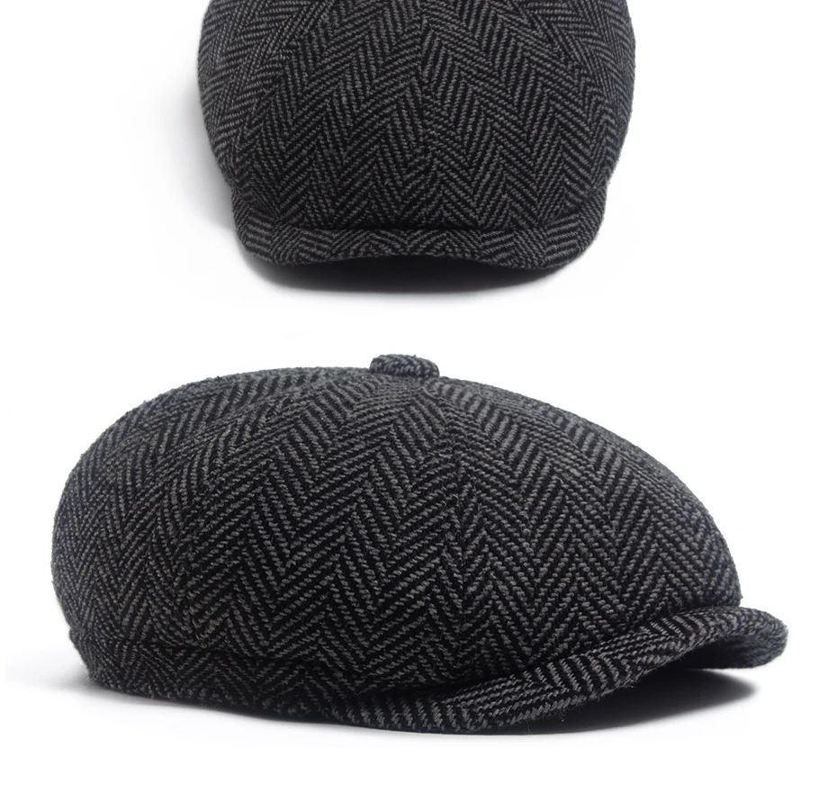 Neue Retro Fischgräten Zeitungsjunge Mütze Für Männer Herbst Winter Warme Baskenmütze Frauen Mode Vintage Hut Hip Hop Weibliche Flache Kappen Berets – Detail 5